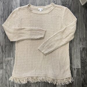 J. Jill Cream Sweater with Fringe Hem